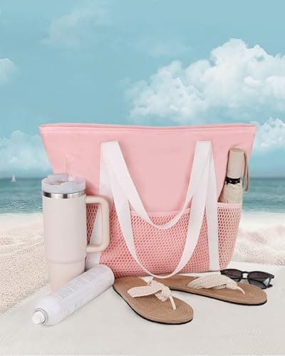 HOMESPON Beach Bag Large Waterproof Tote for Women with Zipper — view 3