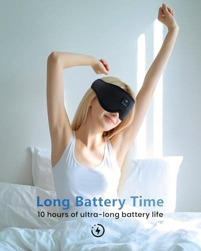 Bluetooth Sleep Mask Headphones, 3D Eye Mask with Headphone, Total Blackout, Breathable & Comfortable, Long Battery Life, Sleep Headphones for Travel, Nap, Shift Work & Sleeping — view 6