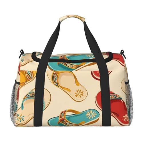 Summer Sandals Pattern Large Capacity Travel Storage Bag Lightweight Hand Carry Bag Overnight Storage Bag Unisex Travel Bag