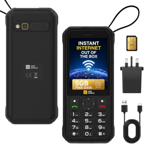 AGM M11 NetGo SIM Free 4G Mobile Phone, Built-In Global Data, 5GB Free Data
