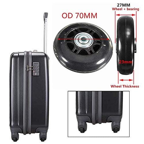 Pair of Luggage Suitcase Replacement Wheels Repair Axles Deluxe Repair Kit (70x23mm) — view 2
