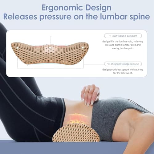 YUGEVRA Lumbar Support Pillow for Lower Back Pain Relief – Ergonomic Streamline Memory Foam Cushion for Office Chair, Car Seat, Gaming, Recliner and Sleeping (Brown) — view 3