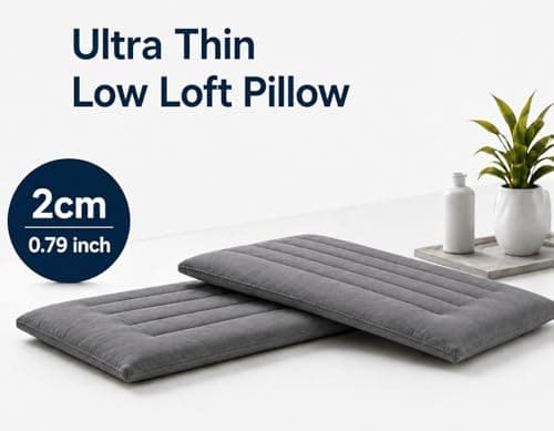 Dovishire Ultra Thin Low Loft Pillow for Sleeping – 2cm (0.79") Slim Low Profile Pillow for Stomach Sleepers and Back Sleepers, Soft Breathable Neck Support Cushion for Travel, Camping & Home, Gray — view 3