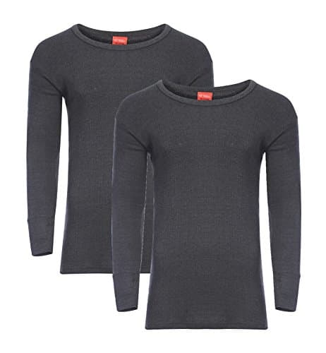 Heatwave® Pack of 2 Men's Thermal Long Sleeve Top, Warm Underwear Baselayer, S M L XL XXL Thermals, X Large Charcoal