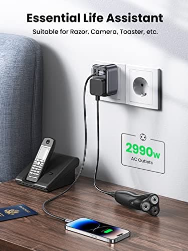 UGREEN 100W USB C Charger Plug with UK to EU Travel Adapter, Fast GaN Charger for Laptop, 4 Port USB C Charging Station for Europe Travel — view 5