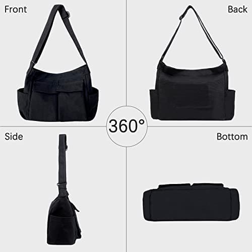 DKIIL NOIYB Canvas Messenger Bag Crossbody Purse for Women Men Large Satchel Shoulder Bag Hobo Purse with Adjustable Strap for Travel Daily Use — view 3