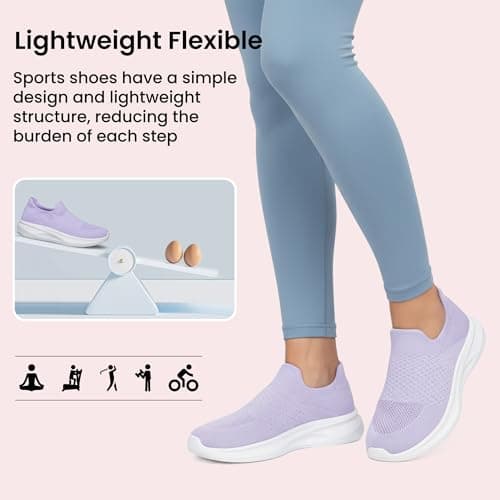 Raoendis Women Slip On Trainers Workout Shoes Ladies Slip On Sneakers, Comfortable Breathable Lightweight Mesh Running Shoes Fashion Casual Purple Size 6 — view 6