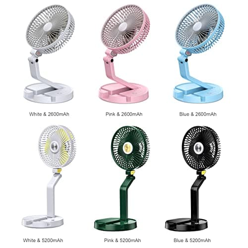 7 Inch LED Desk Fan Cooling Rechargeable Foldable Portable 3 Speeds Wall Hanging with Night Light Phone Holder for Travel Office Home — view 2