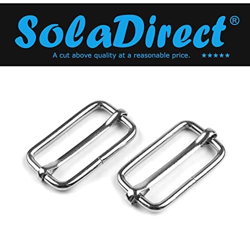 SolaDirect 6 Pcs Buckles Set for 40 mm / 1.57" Webbing Strap, 6 x Triglide Sliders, Metal, Silver, Bag Making, Accessories, Straps, DIY, Crafts — view 2