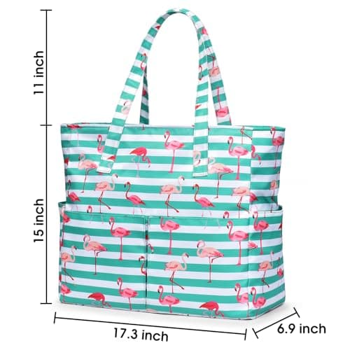 oscaurt Beach Bags for Women Large Beach Tote with Zip Waterproof Foldable Weekend Travel Bag Holiday Essentials Handbags with Multi Pockets for Shopping Swim Gym — view 4