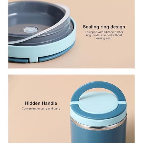 2PCS Insulated Jar for Hot Food, Stainless Steel Food Flask with Handles — view 3