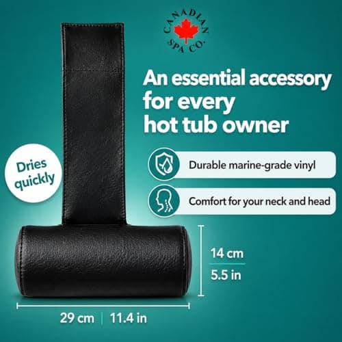 CANADIAN SPA CO. Hot Tub Headrest Outdoor Neck Pillow for Pool Waterproof Half Round Pool Cushion in Black, Hot Tub Accessories — view 2