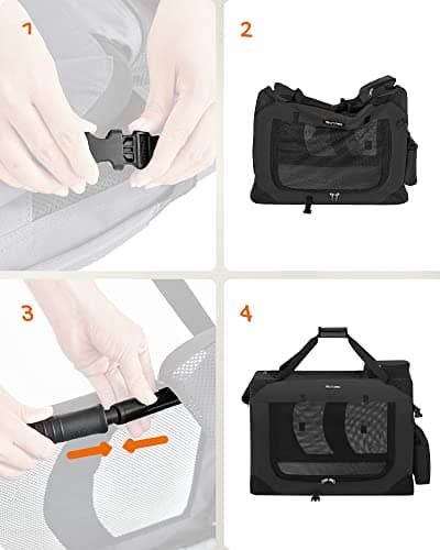 Feandrea Foldable Pet Carrier Bag, Portable Cat Dog Carrier, Soft Sided Pet Travel Carrier with Breathable Mesh, with Handles, Storage Pockets, 70 x 52 x 52 cm, Black PDC70H — view 5