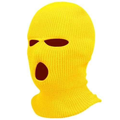 Junhouse 3 Holes Ski Cycling Balaclava Hood Cap Full Face Mask (Yellow)