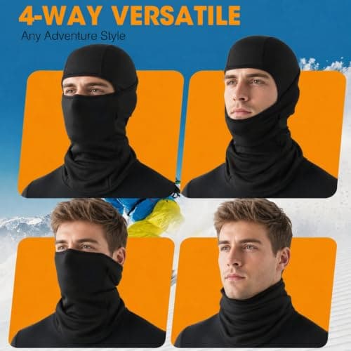 WTACTFUL 1-2 Pack Ski Mask Balaclava, Windproof Warmer Thermal Winter Men — view 6