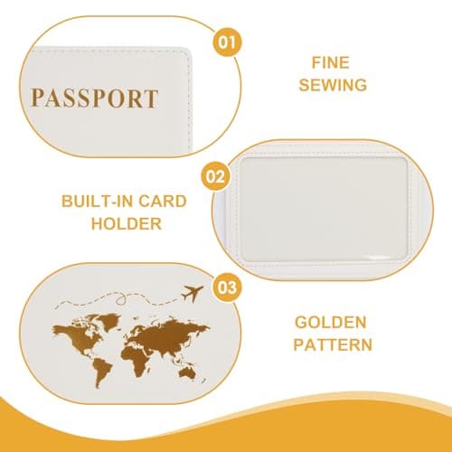 2 Pcs PU Leather Passport Holder Travel Wallet, Passport Holder Cover, Passport Cover and Luggage Tag, Tickets, Boarding Pass, ID Cards, Credit Cards, Slim Passport Wallet for Men and Women — view 3
