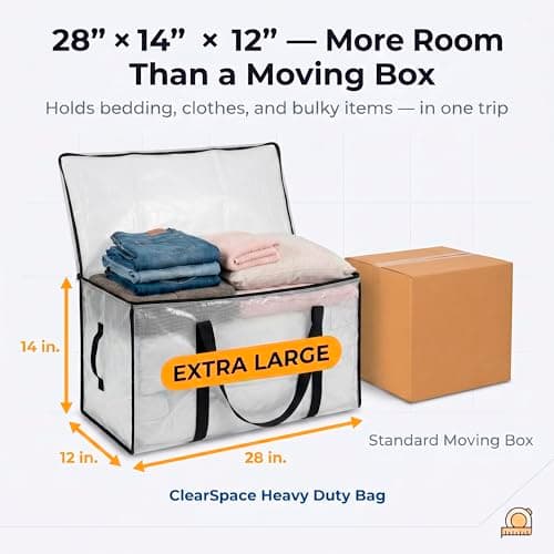 ClearSpace Heavy Duty Moving Bags or Storage Bins with Lids, Clear, 6 Pack — view 5