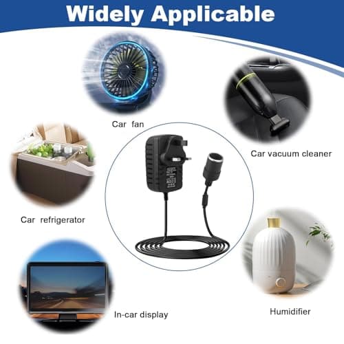 Car Power Inverters 240V 2A AC Mains to 12V DC, Car Plug Adapter Voltage Converter Socket AC to DC Household Cigarette Lighter Adapter to UK Plug for MP3 Fan Dash Cams (Maximum Power 24W-Black) — view 2