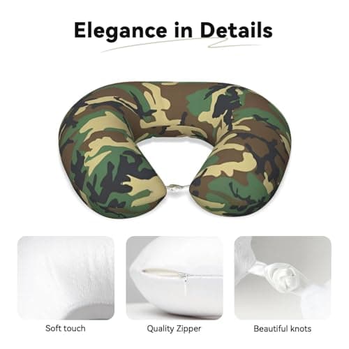 ZhRiYan Green Military Camo Memory Foam Travel Pillow - U-Shaped Neck Support, Perfect for Cars, Home Office, and Leisure Activities. — view 4
