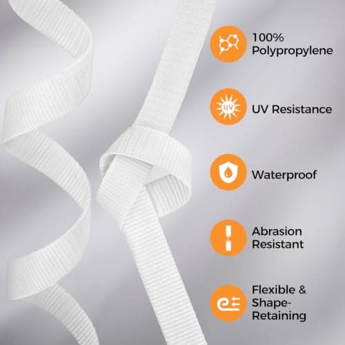 Aystkniet Webbing, 25mm Polypropylene Webbing Strap, White, 9M — view 2