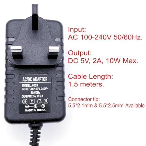 JZK UK Power Supply Adapter AC 100-240V to DC 5V 1.5A 2A for Security Webcam, CCTV Cameras, LED strip lights, USB HUB, POS Machines, Android TV Box, Speakers, Electronic Microprocessor School Project — view 2