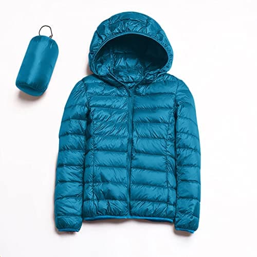 Womens Winter Lightweight Puffer Jacket with Hood Warm Short Packable Women Quilted Jacket Transitional Padded Down Jacket for Ladies Lined for Hiking Travel Plus Size Thin Jacket Down Blue — view 4