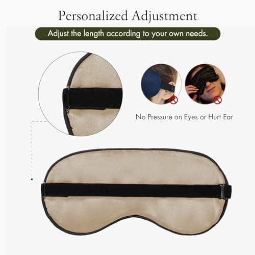 LILYSILK 100% Pure Silk Sleep Mask Blindfold Natural Silk Filled Eyecover Soft Skin-Friendly Sleeping Eye Mask with Adjustable Strap for Women and Men Taupe — view 3
