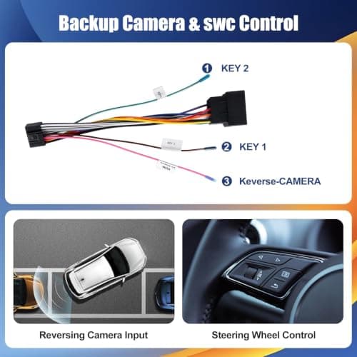 16 Pin Standard ISO Wiring Harness Cable Adapter for Android Car Stereo Radio Car Audio Connector Plug with Steering Wheel Control Lines and Reverse Control Line ISO Wire Lead Loom Radio Connector — view 6