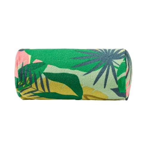 OHS Sun Lounger Cushion, Lightweight Compact Inflatable Pillow with Microfibre Cover Bolster Cushion Back Support Trave Pillow Outdoor Cushions Poolside Beach Accessories, Palm Green