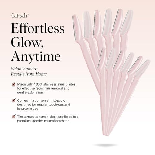 Kitsch Dermaplane Razor for Women Face 12pcs - Blush — view 2