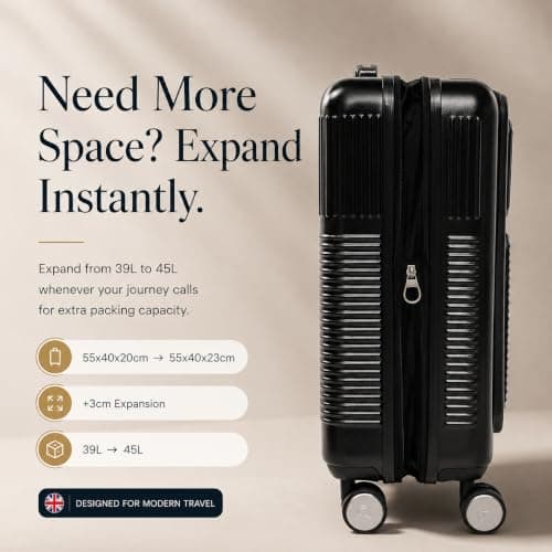 Aerolite 55x40x20 Expandable Cabin Suitcase with Front Laptop Compartment — view 3