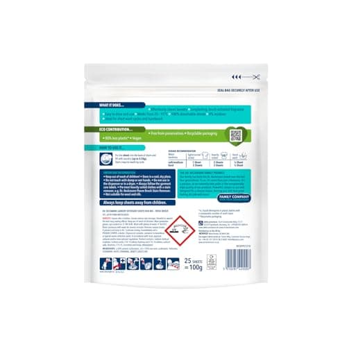 Dr. Beckmann Laundry Detergent Sheets, NON-BIO, Fresh Breeze, 25 Sheets — view 2
