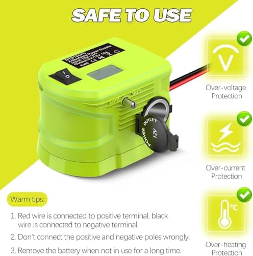 18V to 12V Step-Down Converter for Ryobi Battery, Power Wheels Battery Adapter, 5V-13V Buck Converter with Cigarette Lighter Socket, Car Appliance & Fridge Charger, DIY Power Station — view 5