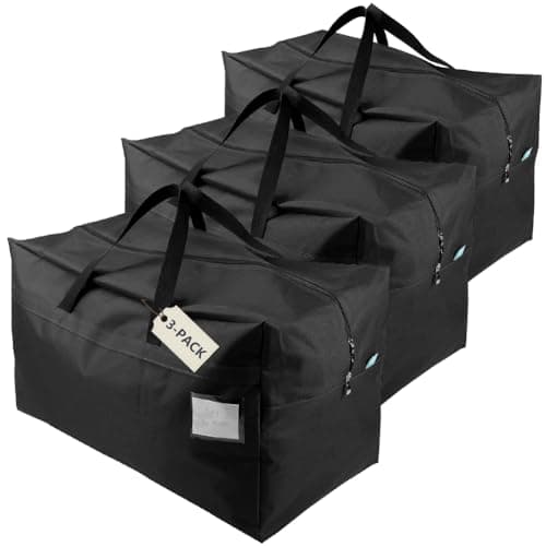 Amonsen Pack of 3, Large Size RV Travel Duffle Luggage Bags for Holiday, Business Trip, Moving Organizer Bag, Go-to-college, Black
