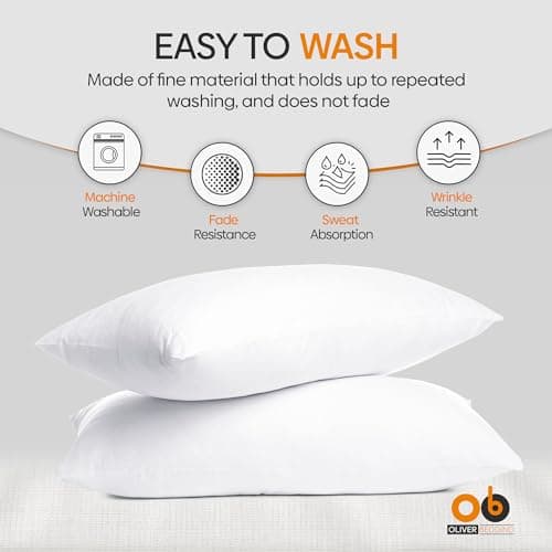 Oliver Bedding Pillows 4 Pack, Breathable Soft Poly Cotton Hotel Pillows — view 3