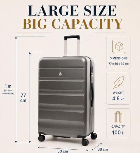 Aerolite Premium Large 28in 100L FlexShell Hard Shell 8 Wheel Suitcase — view 2