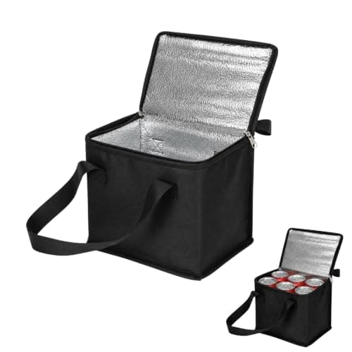 Small Cooler Bag, Cooler Bag Small, Ice Box For FoodTravel Fit For Office Meals & Picnic, Black Non-Woven Insulated Ice Bag For Food Travel, Compact 21 x 17 x 14 cm Aluminum Foil Travel Cool Box