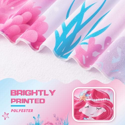 WERNNSAI Mermaid Microfibre Beach Towel for Kids, 76 x 150cm Bath Towel — view 3