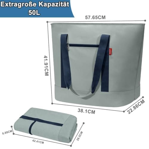 LHZK Jumbo Insulated Cooler Bag, Heavy Duty PU Insulated Grocery Bag, 50L — view 2