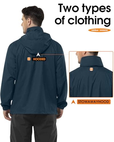 Outdoor Ventures Men's Waterproof Jackets Lightweight Windproof Raincoat — view 3