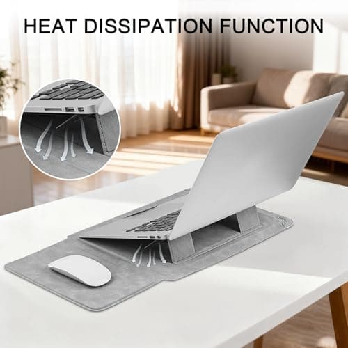 HoYiXi 15.6 16 Inch Laptop Sleeve Case with Stand Feature for MacBook Pro 16 2025 & 2021,ASUS Vivobook 15/MacBook Pro 15/Surface 3/Matebook D15/Galaxy Book Flex,15-16'' Laptop Cover,Light Gray — view 5