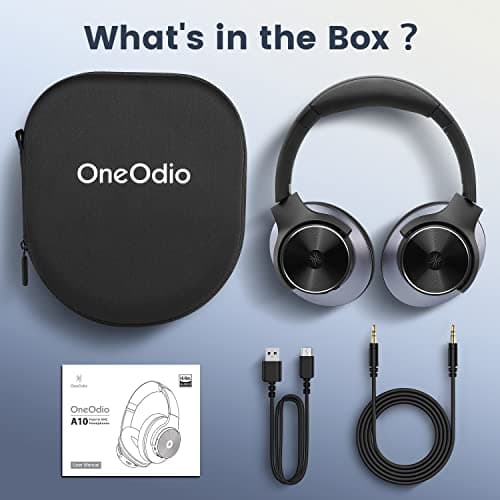OneOdio A10 Hybrid Active Noise Cancelling Headphones [62 Hrs Playtime] Wireless Bluetooth Over Ear Headphones with Hi-Res Audio, Transparency Mode, Deep Bass, CVC 8.0, for Travel PC Home Office — view 6