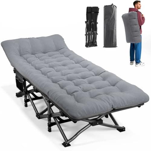 ATORPOK SHOP Camp Beds for Adults, Folding Camping Cot with Cushion