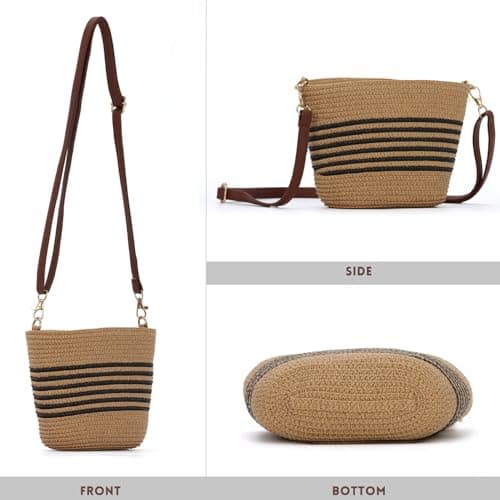 EVEOUT Small Straw Crossbody Bag Women Girl Summer Boho Cute Raffia Woven Basket Shoulder Bag for Beach Holiday — view 4