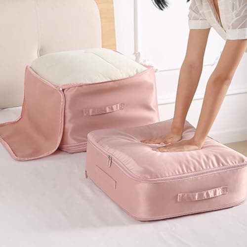 Ultra Space Saving Self Compression Organizer Space Saving Self Compression Organizer Heavy Duty Moving Bags Self Compression Moving Organizer Bags for Comforters with Zipper (Grey,52x42x15cm) — view 6