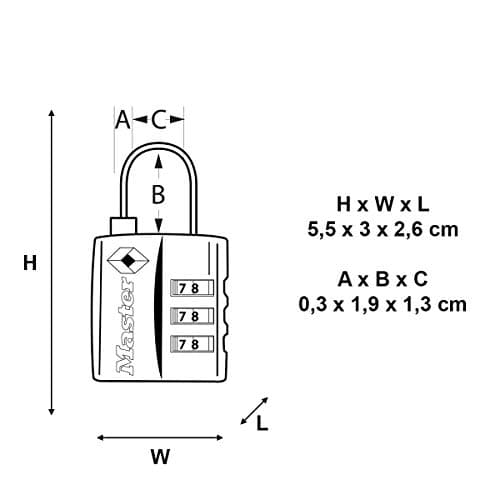 Master Lock 4680EURDNKL Combination Travel Padlock TSA Certified, Grey, 5,5 x 3 x 2,6 cm — view 4