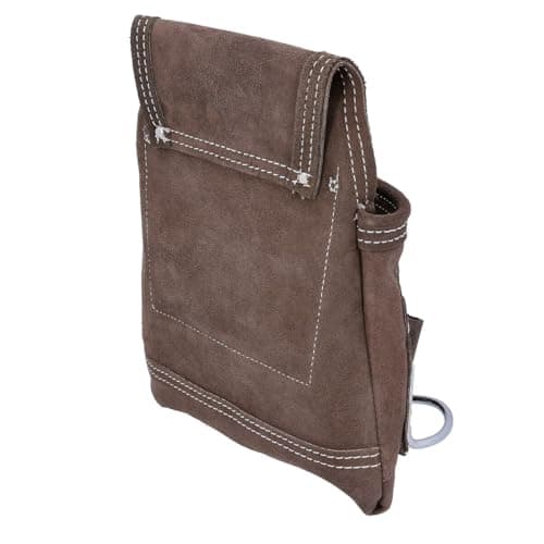 TOUGH MASTER Tool Belt Pouch, 3 Multi Pockets Suede Leather Nail Work, DIY Organiser for Builders, Carpenters, Gardeners, Electricians, Brown, 25 X 29cm, TM-318SP (With 1.4 M Leather Belt) — view 3