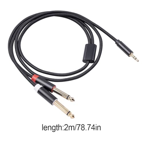 mophrati to Audio Cable Dual Swivel Double Gold-plated Plug Cotton Woven Net Antioxidant Adapter Wire Aluminum Alloy Shell, 2M — view 3