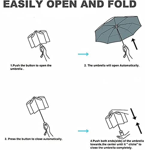 erised's bifrost Light Small Compact Travel Automatic Golden Folding Umbrella 8 Ribs,Auto Open Close Button,Portable,Ergonomic Handle,99 UV Protection,Rain Sun,Backpack,Women Men (Off-White) — view 6