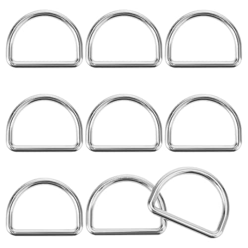 Aiyorse 9 Pack 1 Inch D Ring, 3mm Thickness Stainless Steel Heavy Duty D Ring for Bag Metal D Rings for Dog Collars, Backpacks, Webbing Straps Belts Bags Dog Leash Hand DIY Accessories(Sliver)